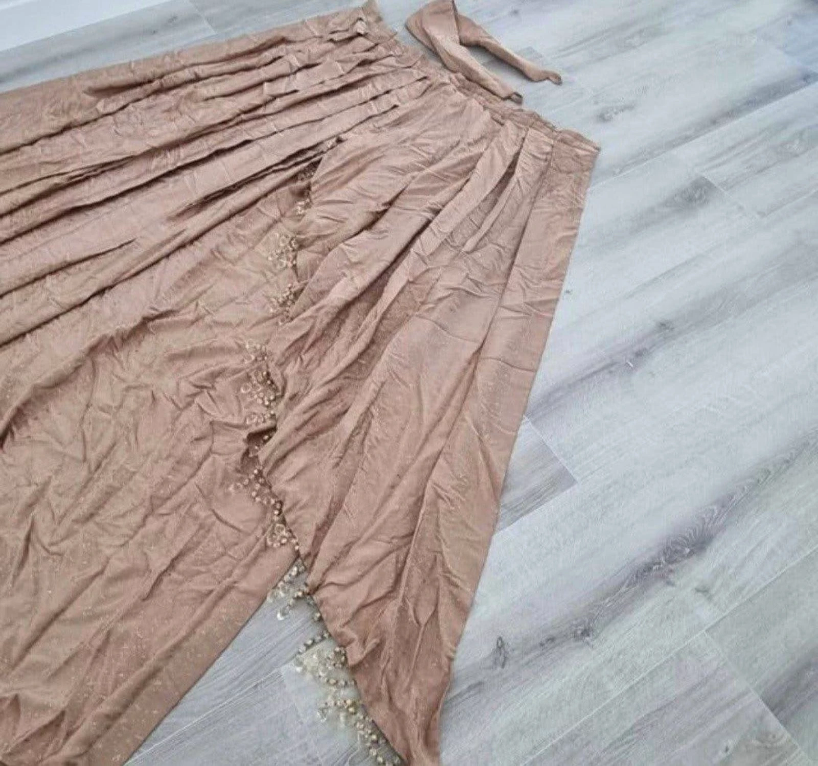 Luxe klassieke gordijnen set kraaltjes taupe beige 240x200cm – photo 2